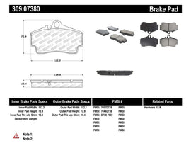 Stoptech 309.07380 FITS:StopTech Performance 97-04 Porsche Boxster / 00-08 Boxster S / 98-08 911 Rear Brake Pads Brake Pads Performance