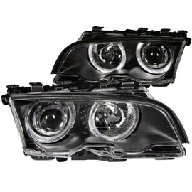 ANZO 121015 FITS: 1999-2001 BMW 3 Series E46 Projector Headlights w/ Halo Black Headlights