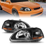 ANZO 121067 FITS: 1996-1998 Honda Civic Crystal Headlights Black Headlights