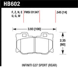 Hawk Infiniti G37 Sport HP+ Street Rear Brake Pads