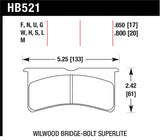 Hawk Wilwood Superlite 4/6 Forged DTC-60 Race Brake Pads