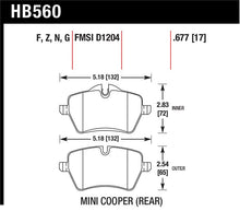 Load image into Gallery viewer, Hawk Performance HB560N.677 FITS: Hawk 05-06 JCW R53 Cooper S &amp; 07+ R56 Cooper S HP+ Street Front Brake Pads Brake Pads Performance