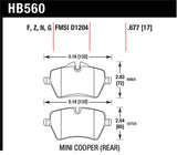 Hawk Performance HB560N.677 FITS: Hawk 05-06 JCW R53 Cooper S & 07+ R56 Cooper S HP+ Street Front Brake Pads Brake Pads Performance