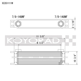 Koyo XC351111W FITS: Oil Coolers FITS: 35 Row Oil Cooler 11.25in x 11in x 2in (-10AN ORB provisions) Oil Coolers