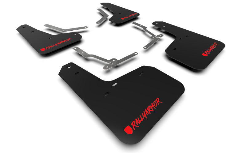 Rally Armor MF27-UR-BLK/RD-X FITS: 12-19 Ford Focus ST / 16-19 RS Black UR Mud Flap w/Red Altered Font Logo Mud Flaps