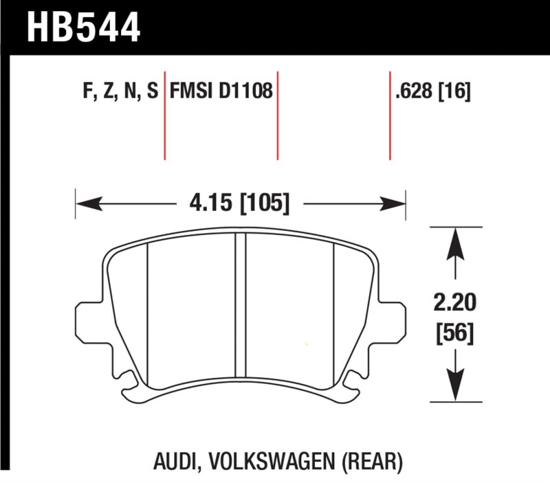 Hawk Performance HB544Z.628 FITS: Hawk Audi A3 / A4 / A6 Quattro Performance Ceramic Rear Brake Pads Brake Pads Performance