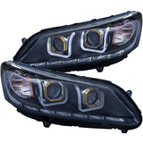 ANZO 121492 FITS: 2013-2015 Honda Accord (4dr ONLY) Projector Headlights w/ U-Bar Black Headlights