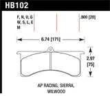 Hawk AP Racing 6 - Sierra/JFZ - Wilwood DTC-60 Race Brake Pads