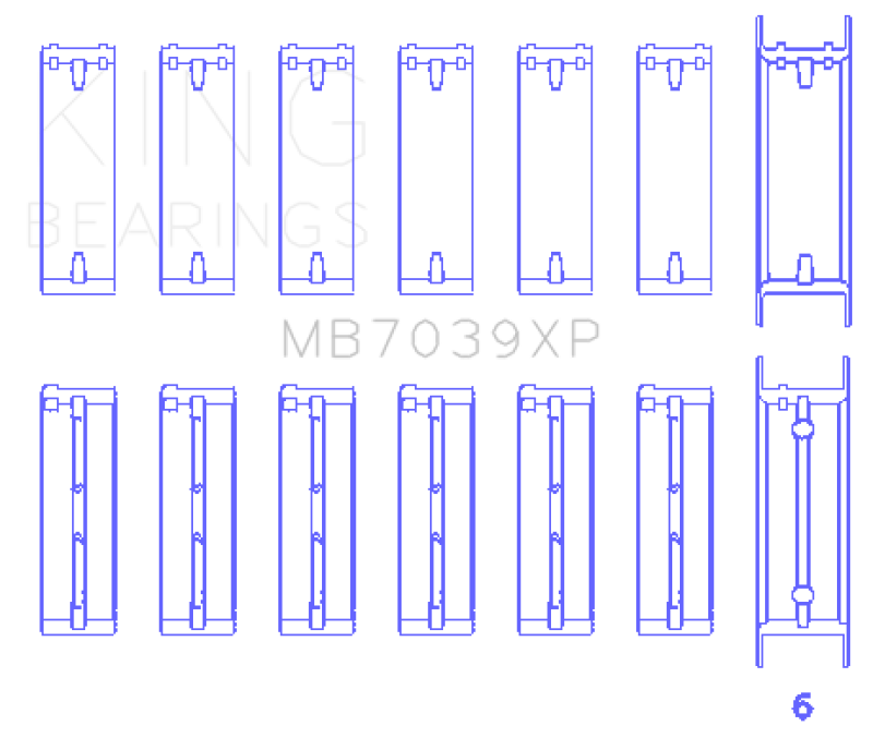 King Engine Bearings MB7039XPSTDX FITS: King BMW M20/M50 2.0L/2.5L/2.7L (Size STDX) Performance Main Bearing Set Bearings