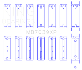King Engine Bearings MB7039XPSTDX FITS: King BMW M20/M50 2.0L/2.5L/2.7L (Size STDX) Performance Main Bearing Set Bearings
