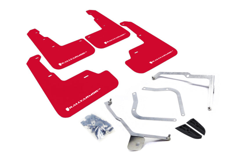 Rally Armor MF32-UR-RD/WH FITS: 15-21 Subaru WRX/STI Red UR Mud Flap w/White Logo Mud Flaps
