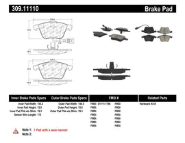 Stoptech 309.11110 FITS:StopTech Performance 08-13 Audi TT Quattro / 12 VW Golf R Front Brake Pads Brake Pads Performance