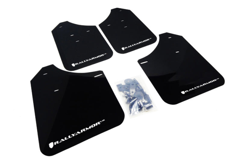 Rally Armor MF1-UR-BLK/WH FITS: 02-07 Subaru WRX/STI/RS/2.5i (Wagons Req. Mod.) Black UR Mud Flap w/White Logo Mud Flaps