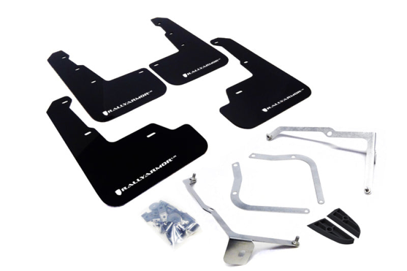 Rally Armor MF32-UR-BLK/WH FITS: 15-21 Subaru WRX/STI Black UR Mud Flap w/White Logo Mud Flaps