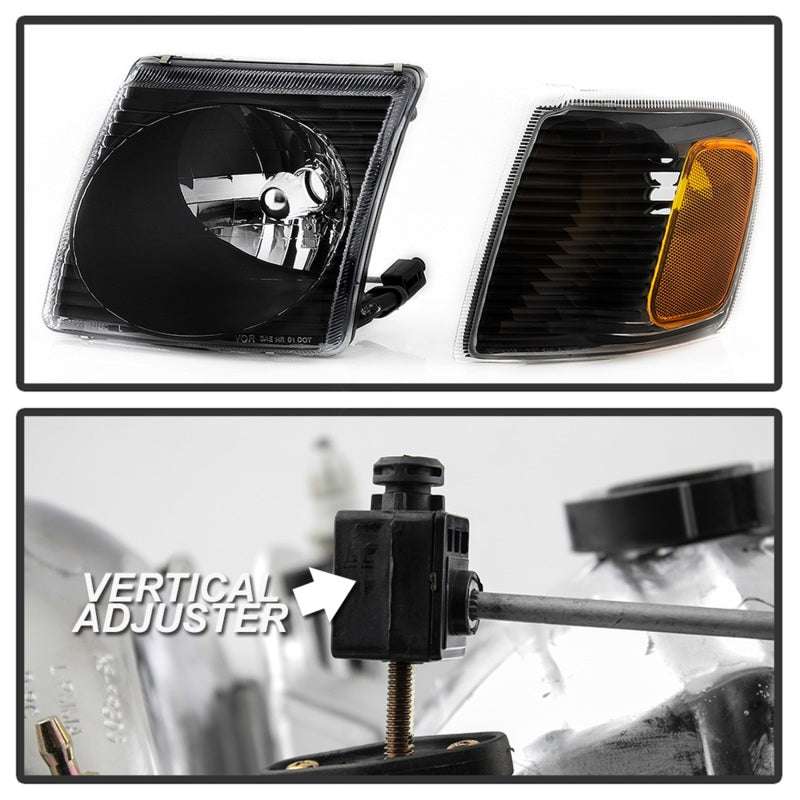 SPYDER 9042614 FITS:xTune 01-03 Ford Explorer Sport 4pc OEM Style Headlights w/Corner Black (HD-JH-FEXP01-ST-BK) Headlights