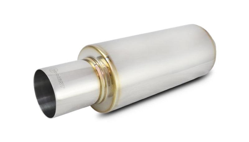 Vibrant 1062 FITS: TPV Turbo Round Muffler (17in Long) with 4in Round Tip Straight Cut 3in inlet I.D. Muffler