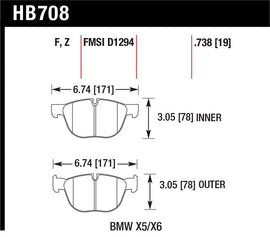 Hawk Performance HB708F.738 FITS:Hawk 07-08 BMW X5 3.0si/4.8i / 09-13 X5 Xdrive / 08-13 X6 Xdrive HPS Front Brake Pads Brake Pads Performance