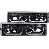 ANZO 111299 FITS: 1988-1998 Chevrolet C1500 Crystal Headlights Black w/ Low Brow Headlights