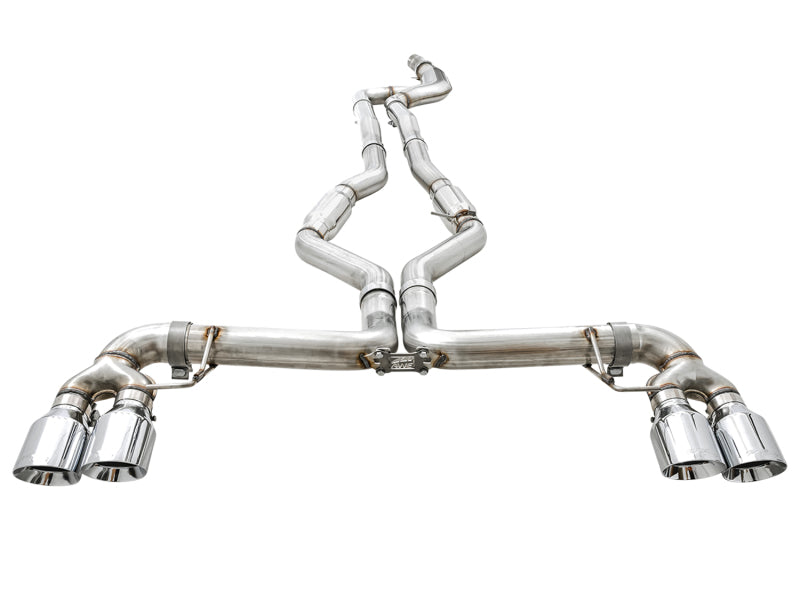 AWE Tuning 3020-42078 FITS: 2019+ BMW M340i (G20) Track Edition Exhaust Quad Chrome Silver Tips Catback