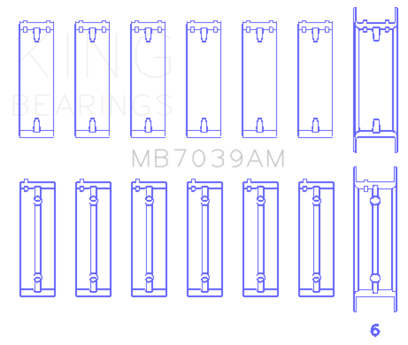 King Engine Bearings MB7039AM FITS: King BMW M51/M57 (Size STD) Main Bearing Set Bearings