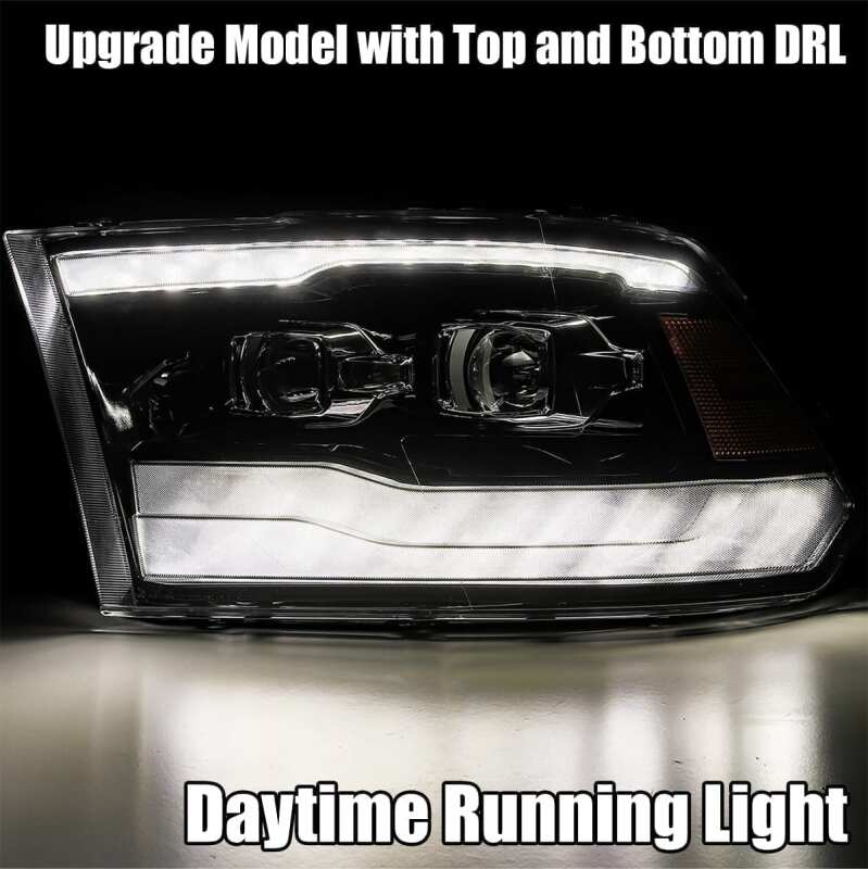 AlphaRex 880597 FITS: 09-18 Dodge Ram 1500HD PRO-Series Projector Headlights Plank Style Black w/Seq Signal/DRL Headlights