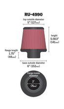 Load image into Gallery viewer, K&amp;N Engineering RU-4990 FITS:K&amp;N Filter Universal Rubber Filter-Rd Tapered 3in Flange ID x 6in Base OD x 5in Top OD x 5.563in H Air Filters Universal Fit