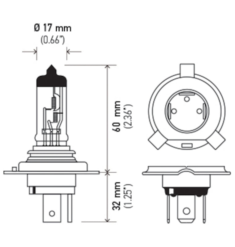 Hella LAH4 130/90W FITS: H4 12V 130/90W Halogen Headlight Bulb Universal Bulbs