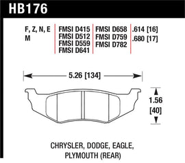Hawk Performance HB176N.614 FITS: Hawk SRT4 HP+ Street Rear Brake Pads Brake Pads Performance