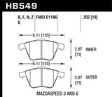 Hawk Performance HB549F.702 FITS: Hawk 07-08 Mazdaspeed3/06-07 Mazdaspeed6 HPS Street Front Brake Pads Brake Pads Performance