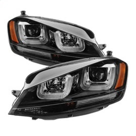 SPYDER 5080578 FITS: Volkswagen Golf VII 14-16 Projector Headlights DRL LED Blk Stripe Blk PRO-YD-VG15-BLK-DRL-BK Headlights