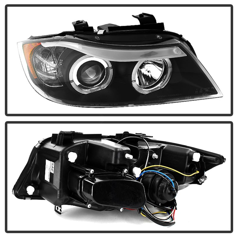 SPYDER 5009005 FITS: BMW E90 3-Series 06-08 Projector LED Halo Amber Reflctr Rplc Bulb Blk PRO-YD-BMWE9005-AM-BK Headlights