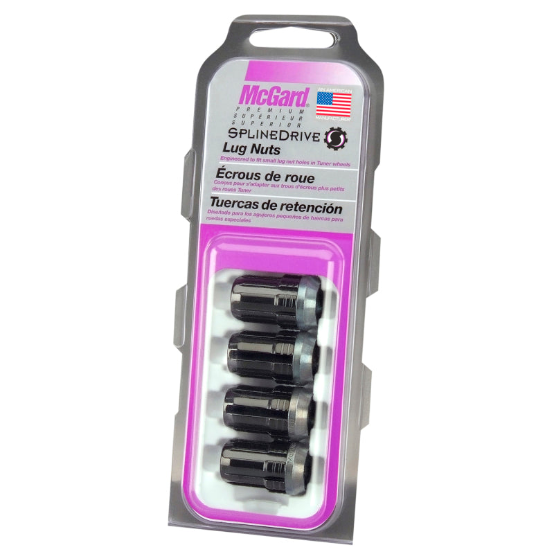 McGard 65357BK FITS: SplineDrive Lug Nut (Cone Seat) M12X1.5 / 1.24in. Length (4-Pack) Black (Req. Tool) Lug Nuts