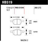 Hawk Performance HB519F.682 FITS: Hawk HPS 08-09 Mazda 3 / Ford/ Volvo HPS Street Front Brake Pads Brake Pads Performance