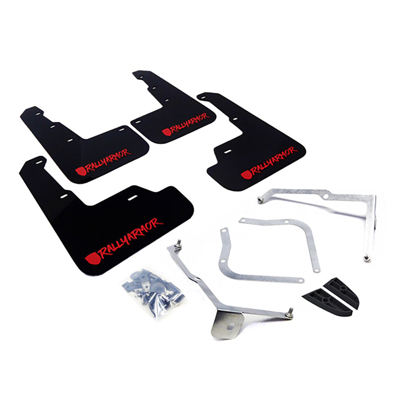 Rally Armor MF32-UR-BLK/RD-X FITS: 15-21 Subaru WRX/STI Black UR Mud Flap w/Red Altered Font Logo Mud Flaps