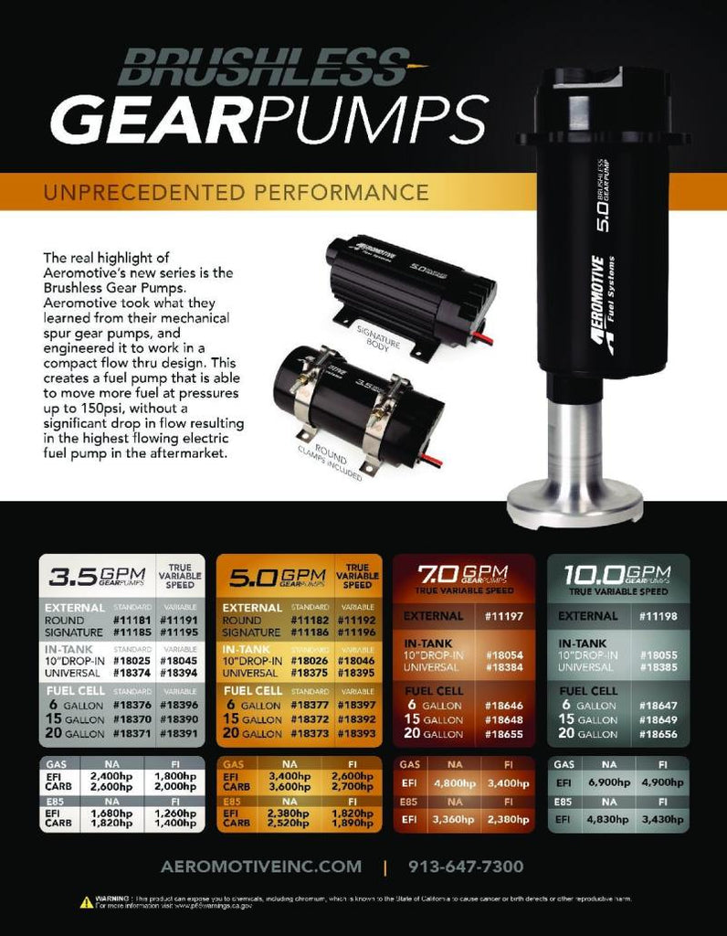Aeromotive 18649 FITS: TRV 15 Gallon Brushless Spur 10.0 Fuel Cell Fuel Systems