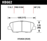 Hawk 10 Hyundai Genesis Coupe (w/o Brembo Breaks) HP+ Autocross 15mm Rear Brake Pads