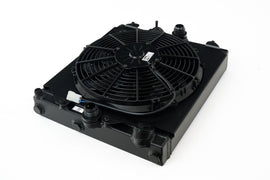 CSF 2858XB FITS: Universal Half Radiator w/-16AN & Slip-On Fittings/12in SPAL Fan & Shroud Black Finish Radiators