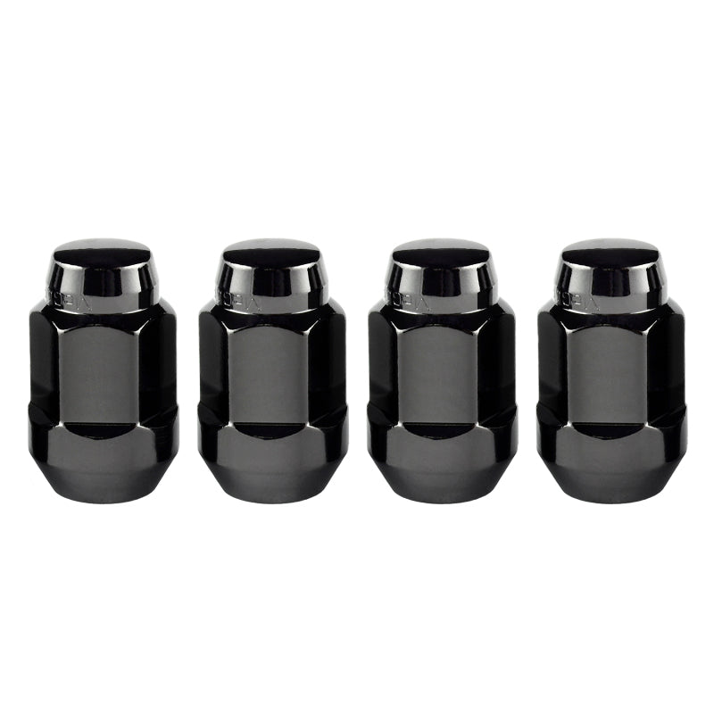 McGard 64015 FITS: Hex Lug Nut (Cone Seat Bulge Style) M12X1.5 / 3/4 Hex / 1.45in. Length (4-Pack) Black Lug Nuts