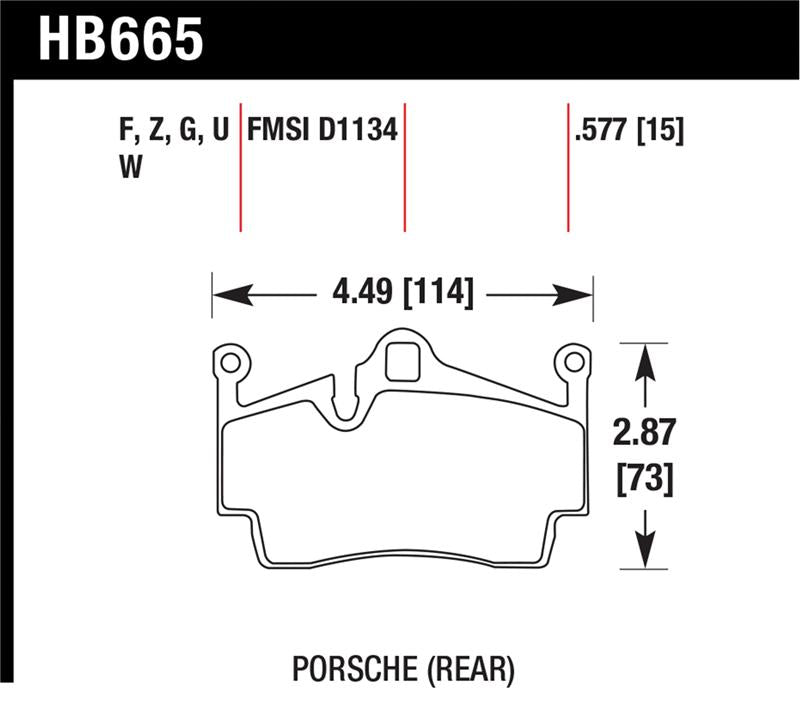 Hawk Performance HB665Z.577 FITS: Hawk 2014-2015 Porsche Cayman Performance Ceramic Street Rear Brake Pads Brake Pads Performance