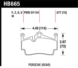 Hawk Performance HB665Z.577 FITS: Hawk 2014-2015 Porsche Cayman Performance Ceramic Street Rear Brake Pads Brake Pads Performance