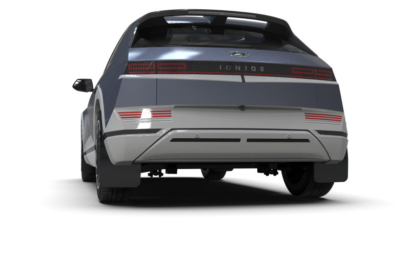 Rally Armor MF87-UR-BLK-WH FITS: 22-24 Hyundai Ioniq 5 Black Mud Flap w/White Logo Mud Flaps