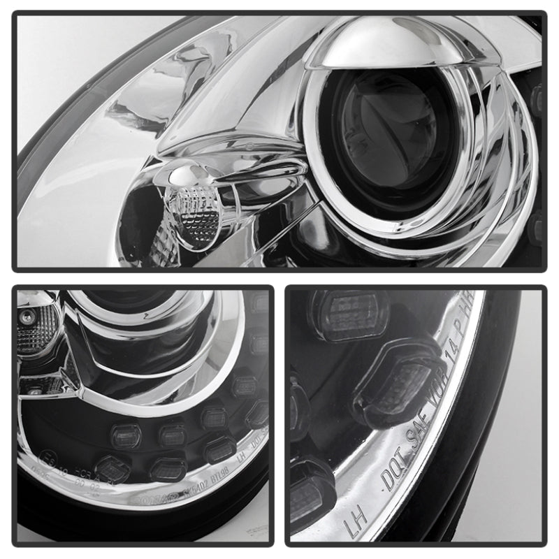 SPYDER 5080554 FITS: Volkswagen Beetle 1998-2005 Projector Headlights DRL Chrome PRO-YD-VB98-DRL-C Headlights