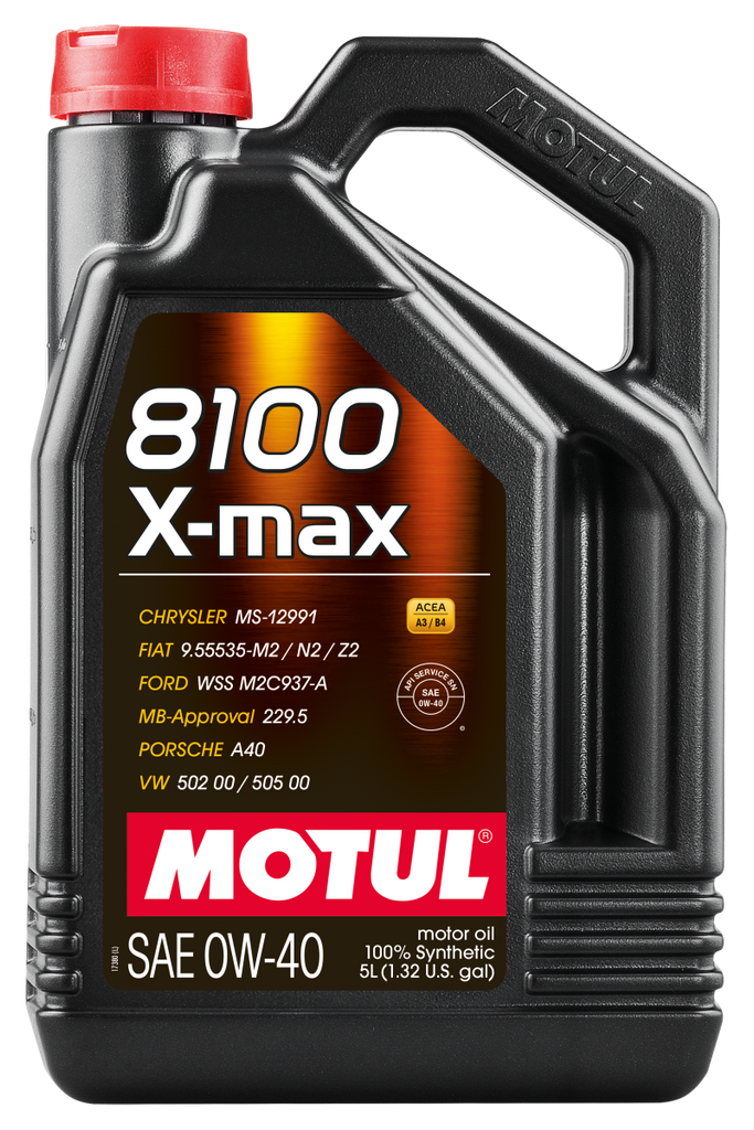 Motul 104533 FITS: 5L Synthetic Engine Oil 8100 0W40 X-MAX Porsche A40 Motor Oils
