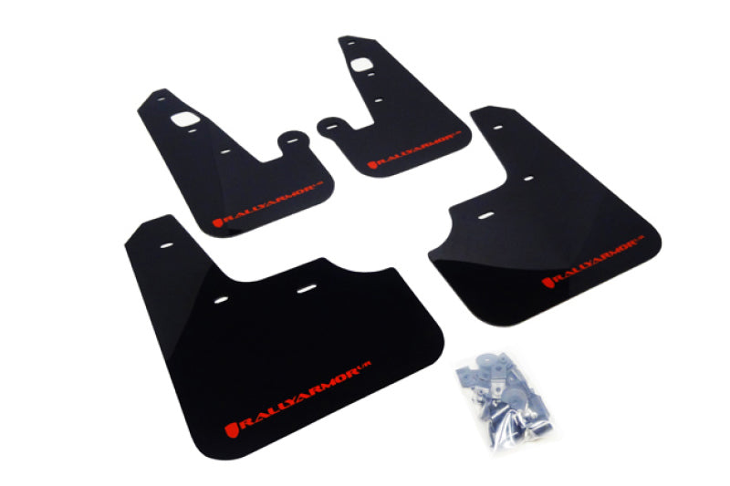 Rally Armor MF8-UR-BLK/RD FITS: 07-17 Mitsubishi Lancer Black UR Mud Flap w/ Red Logo Mud Flaps