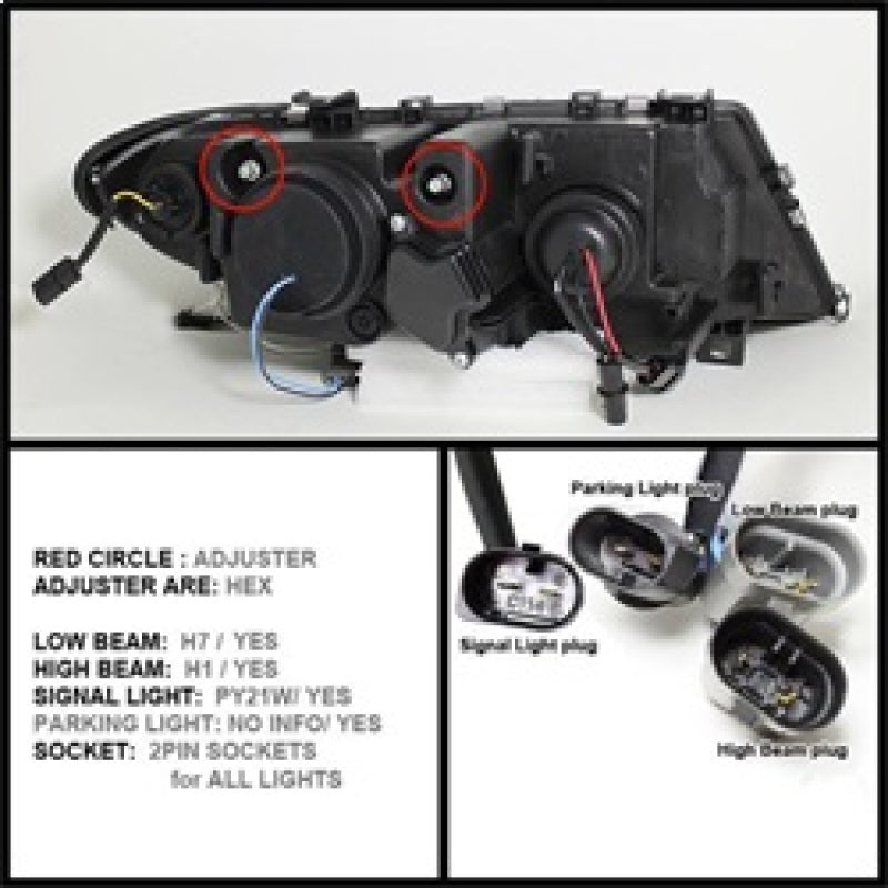 SPYDER 5042415 FITS: BMW E46 3-Series 02-05 4DR Projector Headlights 1PC LED Halo Blk PRO-YD-BMWE4602-4D-AM-BK Headlights