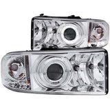 ANZO 111195 FITS: 1994-2001 Dodge Ram Projector Headlights w/ Halo Chrome Headlights