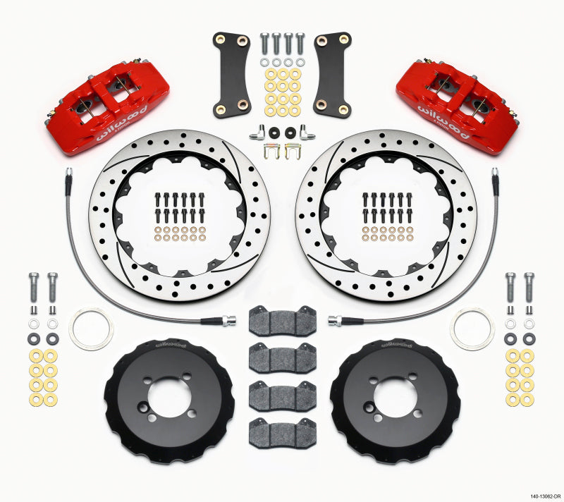 Wilwood 140-13062-DR FITS: Dynapro 6 Front Hat Kit 12.88in Drilled Red 2002-Up Mini Cooper w/ Lines Big Brake Kits