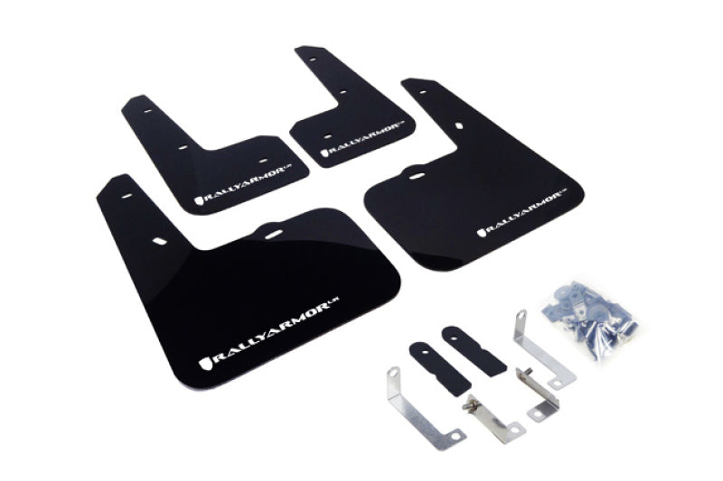 Rally Armor MF24-UR-BLK/WH FITS: 12-18 Hyundai Veloster Black UR Mud Flap w/ White Logo Mud Flaps