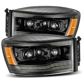 AlphaRex 880530 FITS: 06-08 Dodge Ram 1500HD PRO-Series Proj Headlights Plank Style Alpha Black w/Seq Signal/DRL Headlights
