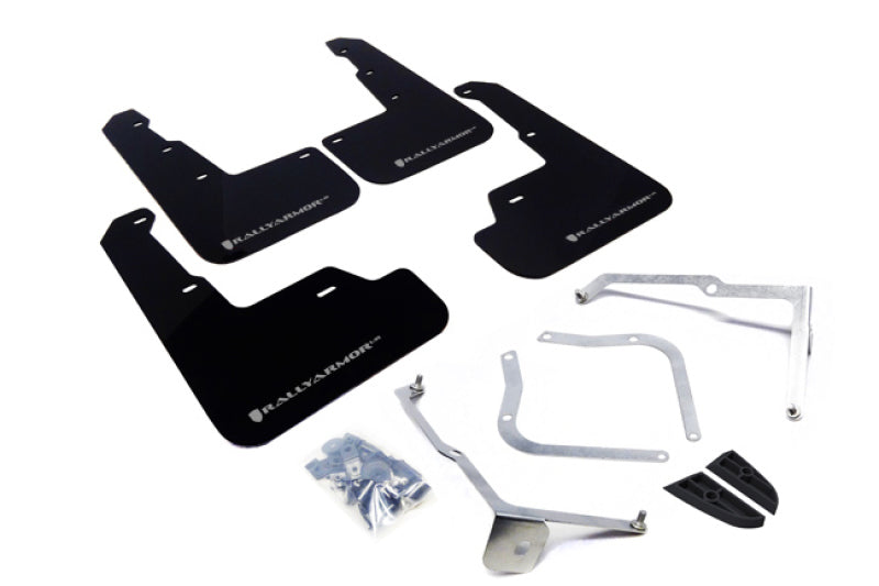 Rally Armor MF32-UR-BLK/SIL FITS: 15-21 Subaru WRX/STI Black UR Mud Flap w/Silver Logo Mud Flaps